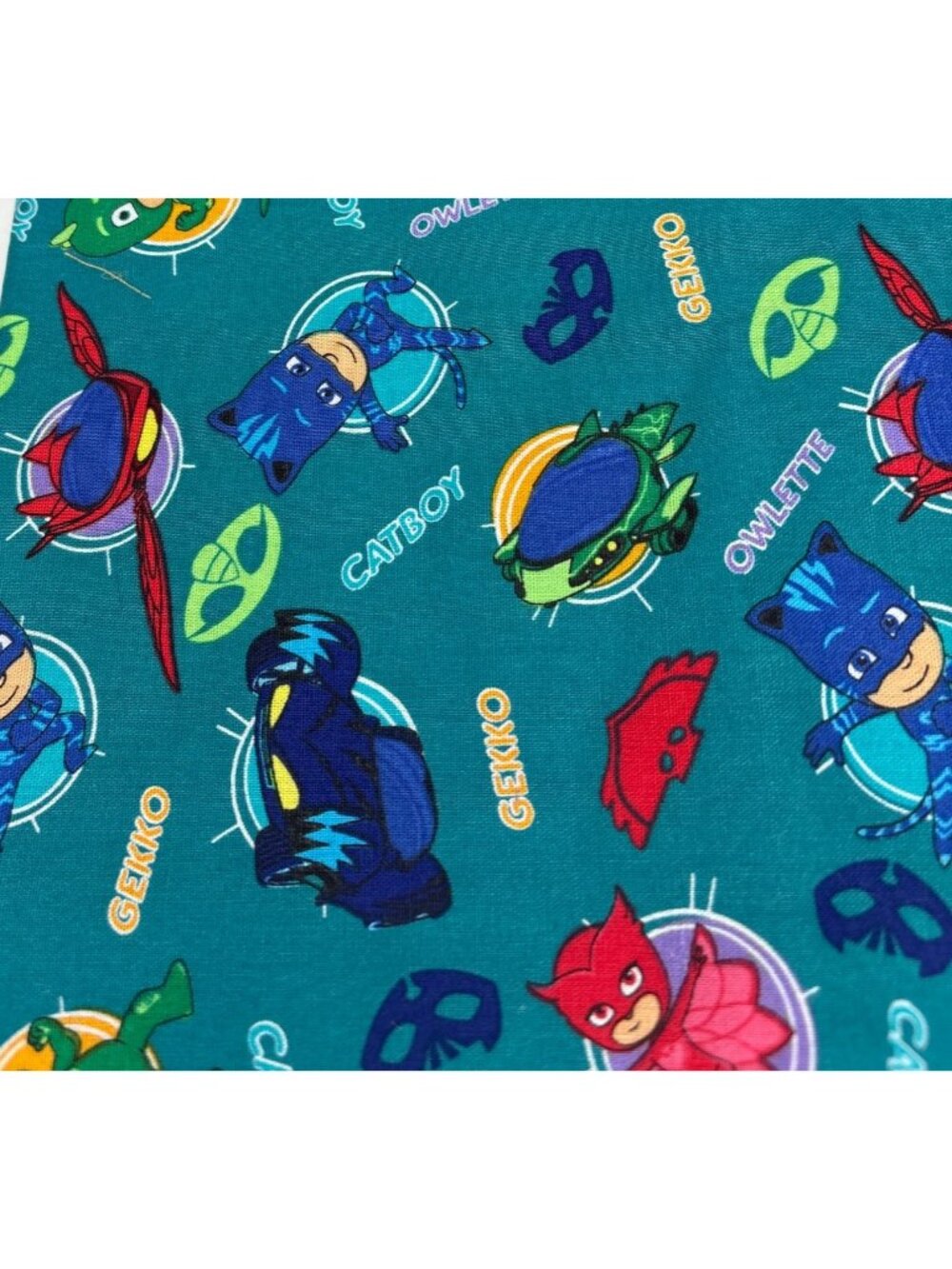 PJ Masks Cotton Fabric 23"x44" Kids Gekko Catboy Owlette Colorful Print